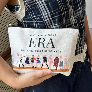 38包邮 外单 亚麻材质大容量化妆包收纳包 明星演唱会周边