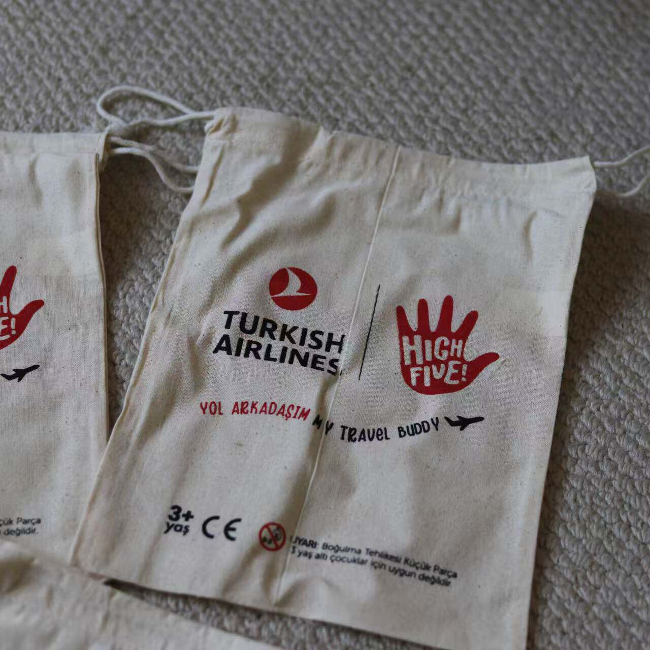 满包邮 土耳其航空定制 棉布抽绳袋束口袋出差旅行居家衣物收纳袋