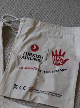 满包邮 土耳其航空定制 棉布抽绳袋束口袋出差旅行居家衣物收纳袋