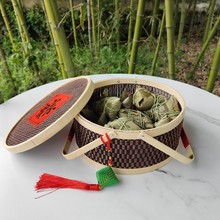 喜糖水果鸡蛋收纳端午节礼品盒 竹编簸箕手提月饼粽子螃蟹竹篮包装