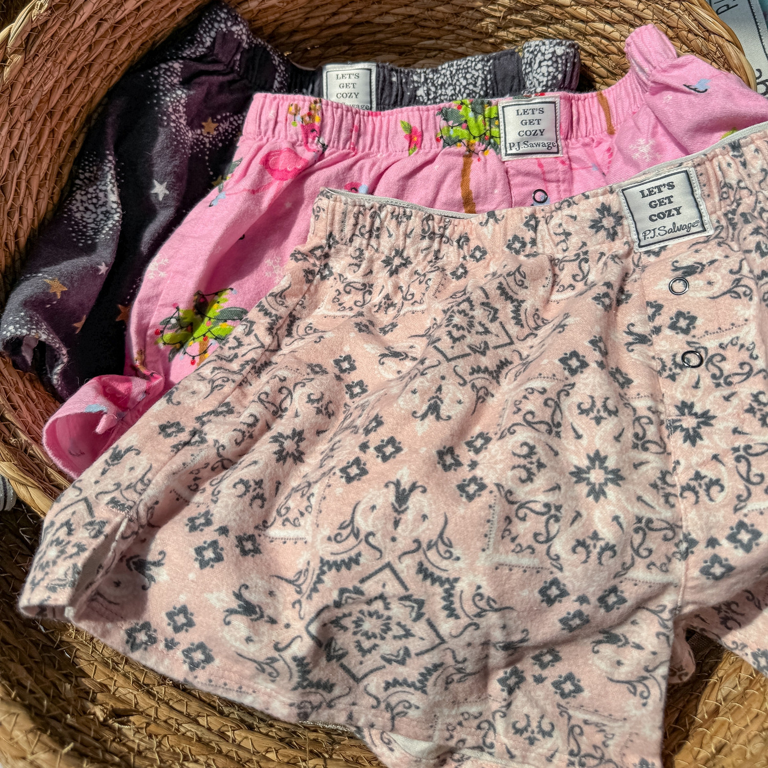 美国PJS可爱晾感短裤磨毛睡裤纯棉超柔软亲肤夏季女款学生