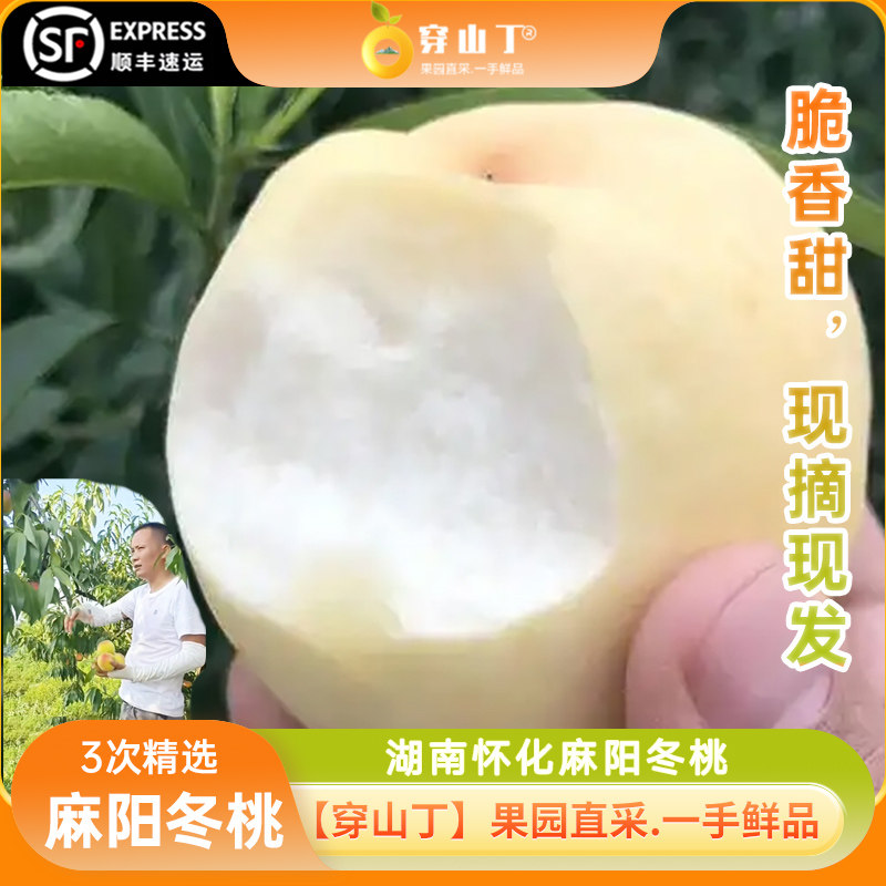 湖南怀化麻阳冬桃新鲜采摘现摘现发_香脆甜桃子_整箱孕妇水果