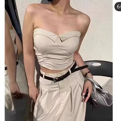 欧美褶皱性感辣妹抹胸