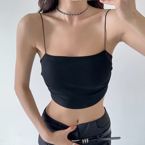 显胸大侧抽褶辣妹吊带