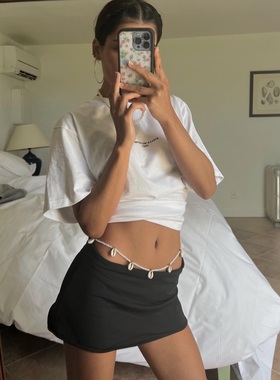 Kendall同款包臀防走光超短裙紧身性感美式灰色辣妹黑色瑜伽短裙