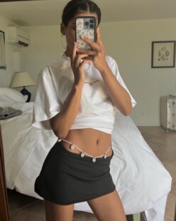 Kendall同款包臀防走光超短裙紧身性感美式灰色辣妹黑色瑜伽短裙