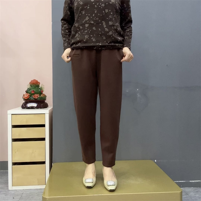 时尚妈妈装春秋高腰大码宽松萝卜裤中老年洋气九分休闲哈伦小脚裤