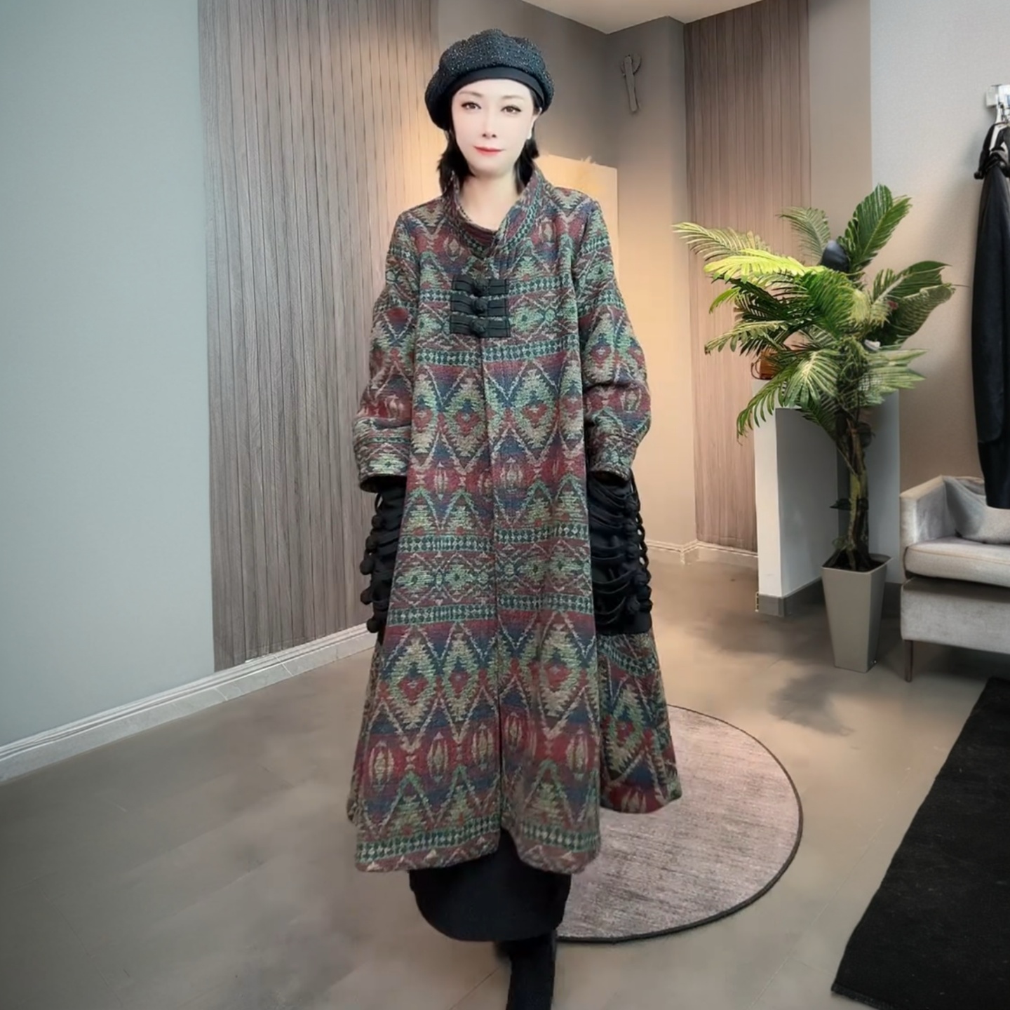 欧货秋装新款阔太太高端复古毛呢风衣外套气质减龄宽松长款大衣女