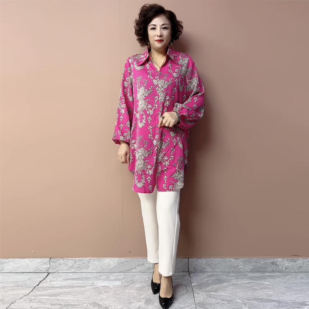 中老年春秋长袖衬衫加肥大码宽松遮肚子上衣妈妈装洋气200斤衬衣,女装/女士精品,衬衫,淘宝优惠券,粉丝福利购,淘宝优惠卷