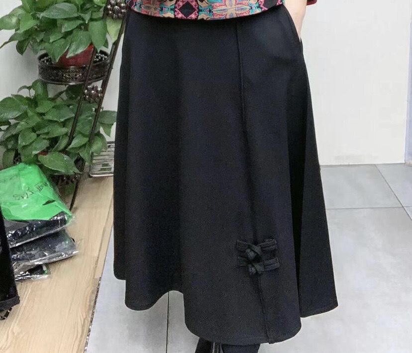 复古盘扣半身裙妈妈装