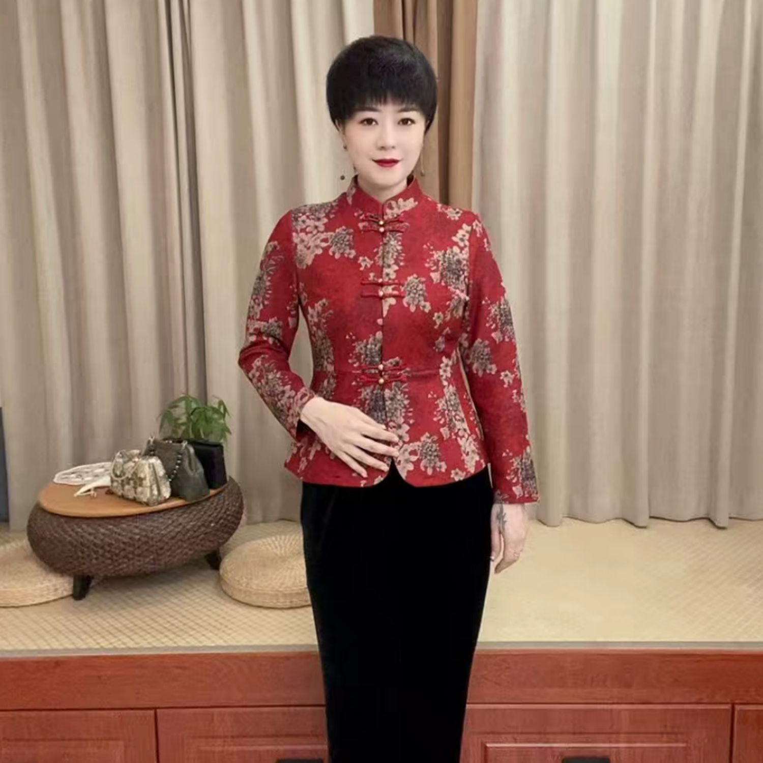 阔太太气质中年妈妈装开衫冬季加绒保暖外套试试洋气上衣打底小衫