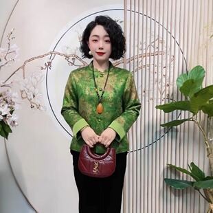 冬季妈妈装丝绒复古短款盘扣棉服中老年加厚保暖唐装棉衣大码外套