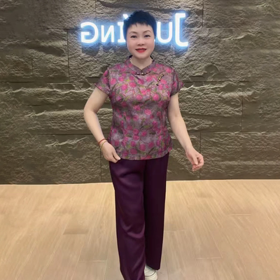 高贵夏季国风醋酸短袖旗袍衫上衣复古中老年妈妈宽松显瘦大码小衫