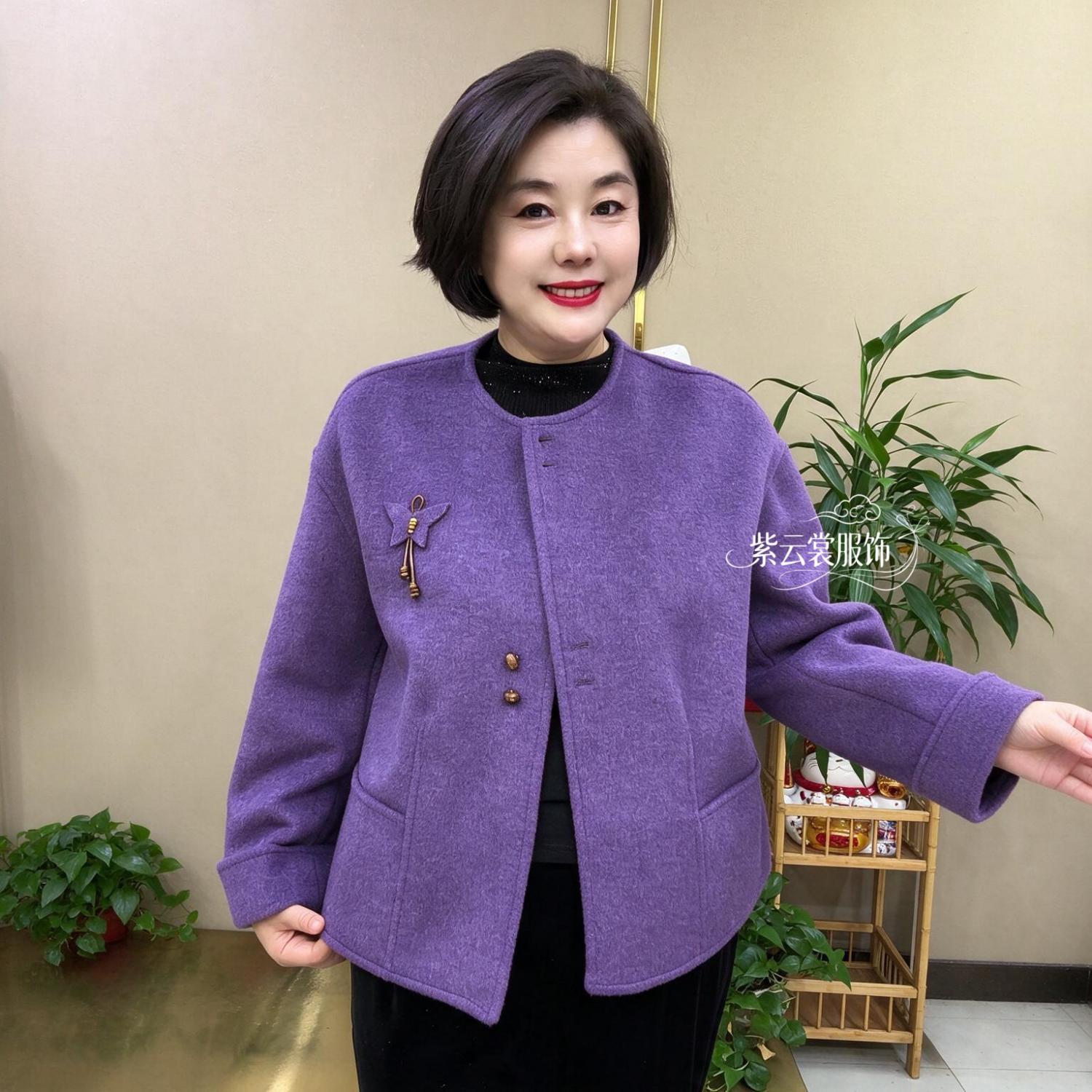 双面绒大衣短款春秋冬国风时尚百搭洋气宽松休闲大码毛呢洋气外套