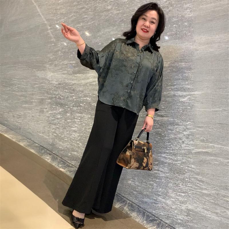 春夏高端民族风印花流苏蝙蝠袖衬衫中老年妈妈宽松遮肚200斤外套