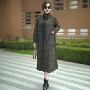 60岁显瘦气质大衣外套女 高端贵夫人风衣秋季 高品质提花中长款