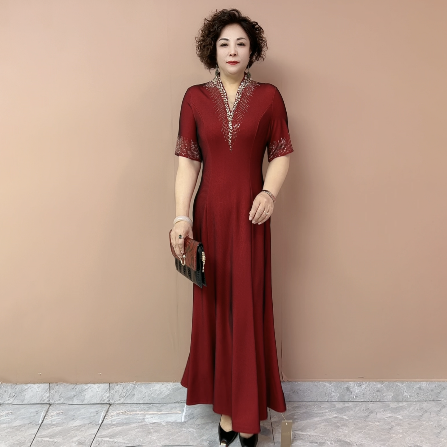 喜妈妈装结婚礼服喜婆婆婚宴装春夏新款加长款时尚鱼尾晚礼服长裙