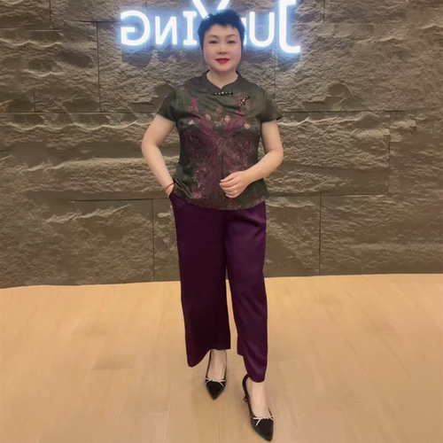 高贵夏季国风醋酸短袖旗袍衫上衣复古中老年妈妈宽松显瘦气质小衫