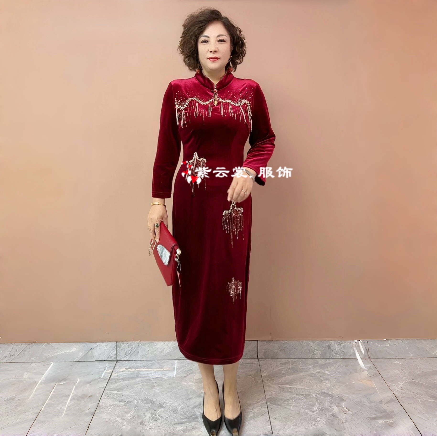喜婆婆婚宴装高端结婚年轻妈妈婚礼服高贵年轻旗袍中式婚服连衣裙
