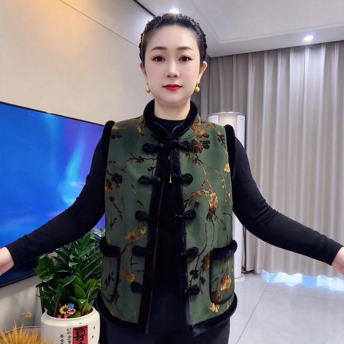 中老年人加绒加厚背心奶奶秋冬无袖马甲唐装妈妈中式保暖大码坎肩