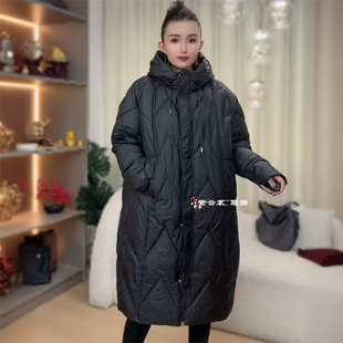 大码妈妈女装妈外套加厚羽绒丝棉服长款连帽棉袄中老年200斤棉衣
