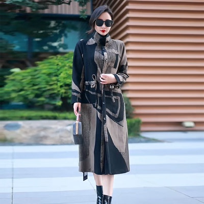 时尚气质妈妈长款风衣外套