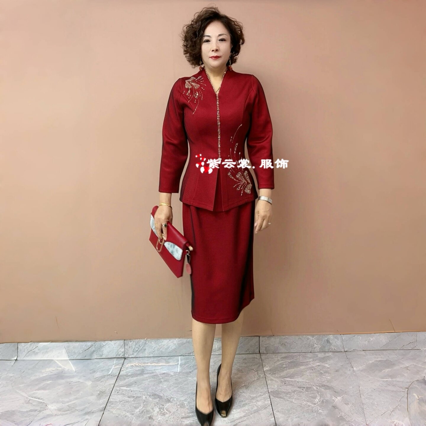 高端喜婆婆婚宴装上衣半身裙两件套结婚妈妈装婚礼服大码喜服裙子