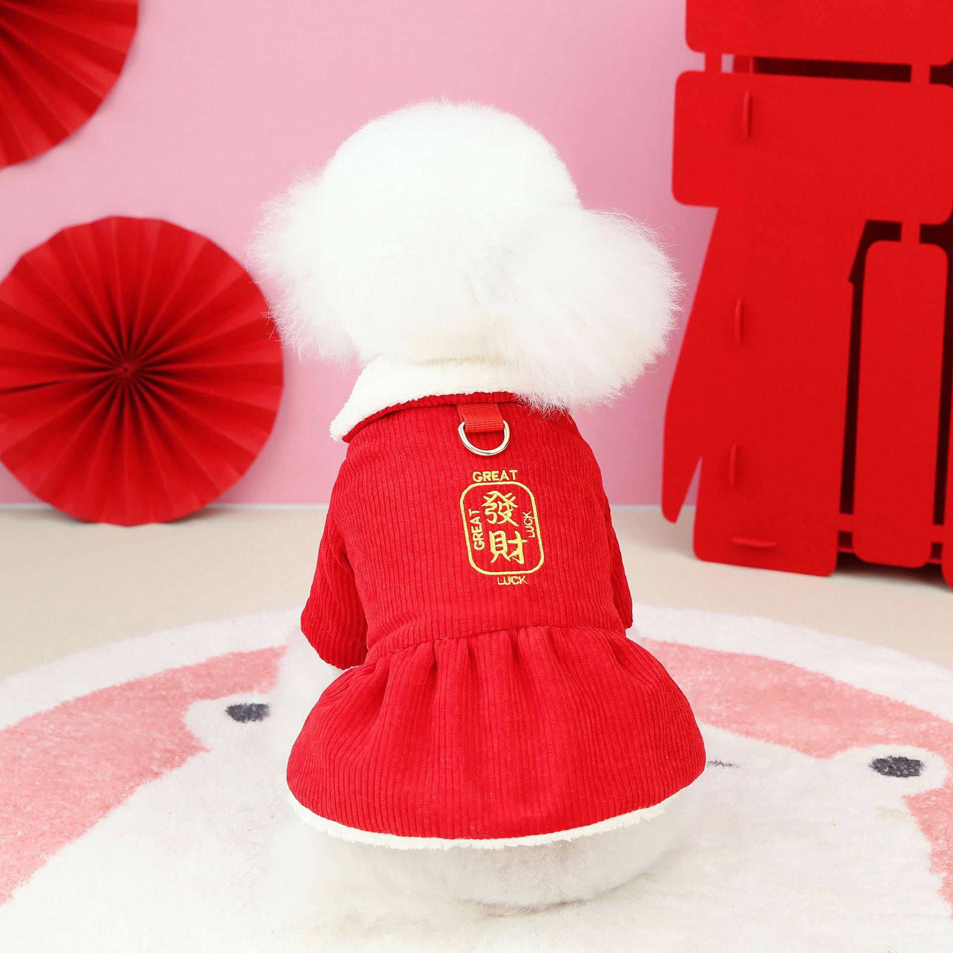 新年狗狗衣服冬季加绒比熊泰迪博美小型犬冬秋款防掉毛喜庆过年装