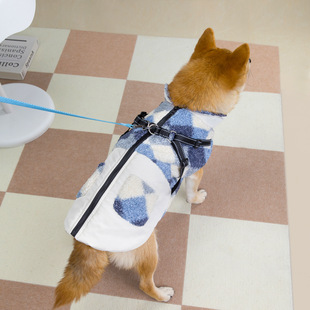 狗狗衣服中型犬秋冬装柯基柴犬比熊保暖加厚加绒可牵引背心棉衣