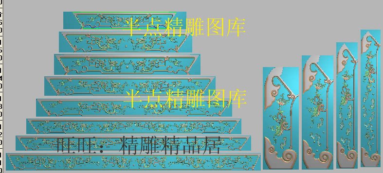 草龙群板精雕图浮雕电脑雕刻图洋花脚精品富贵如意下架牙板拐子龙