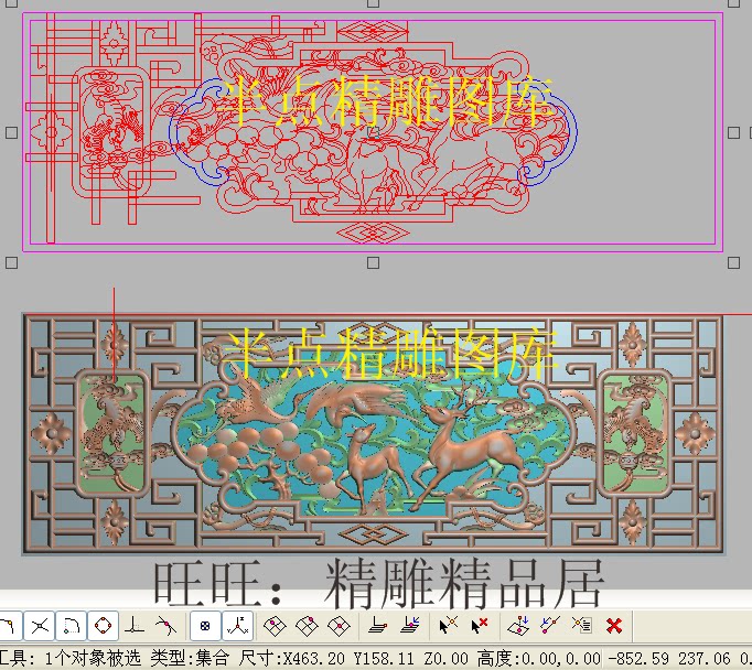 镂空福禄寿精雕图梅花鹿窗格精品蝙蝠花格灰度隔断山水花鸟浮雕图