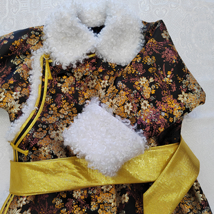 蒙古袍长款纯手工传统民族服装日常装长袖棉服冬季棉袄大衣男女士