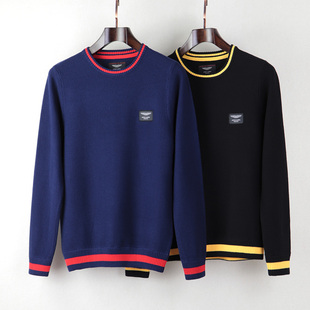 Aston Martin HACKETT阿斯顿马丁哈克特男装长袖加厚款毛衣宝蓝色