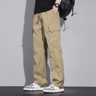 休闲裤男生2025新款春秋季直筒速干冲锋长裤子男美式工装伞兵裤