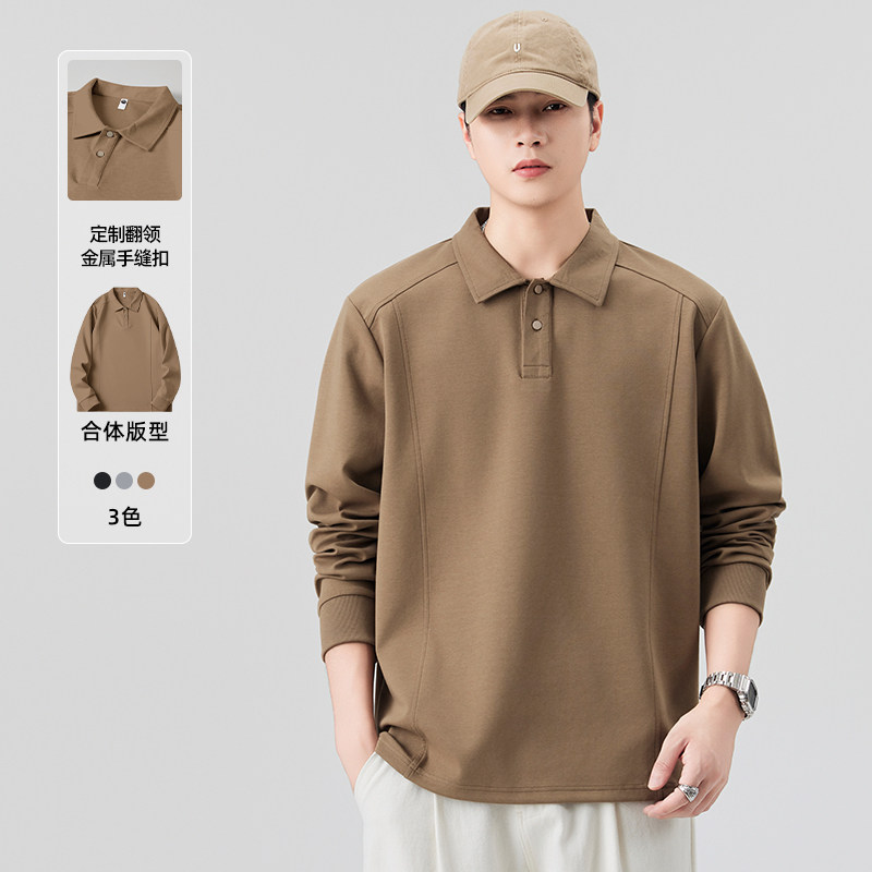 polo衫长袖翻领T恤男士秋季