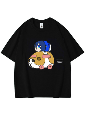动漫PUIPUI天竺鼠车车马铃薯阿比纯棉短袖T恤男宽松亲子男童上衣