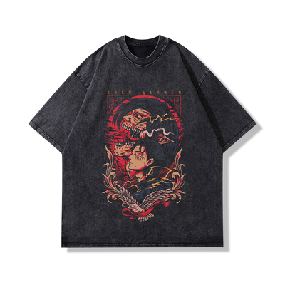 动漫进击的巨人Shingeki no Kyojin卡通街头水洗短袖T恤男上衣ins