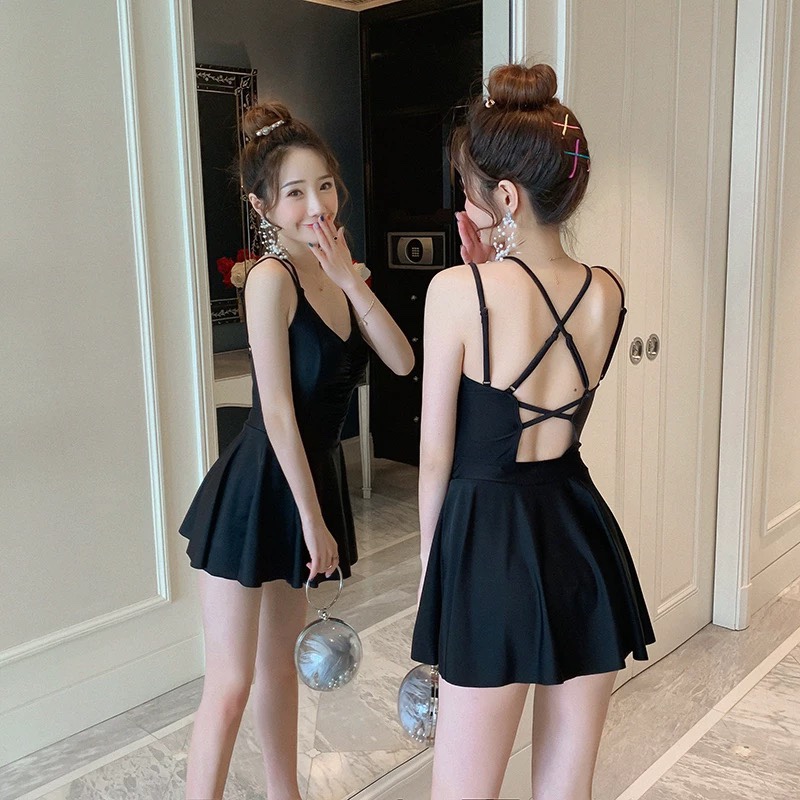 泳衣女夏遮肚显瘦性感黑色连体2025新款爆款小胸聚拢温泉游泳装女