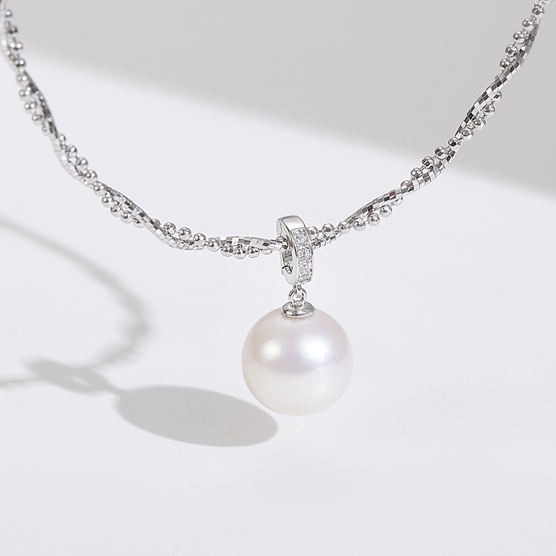 红桥珍珠 淡水爱迪生13-14mm925银项圈项链时尚简约