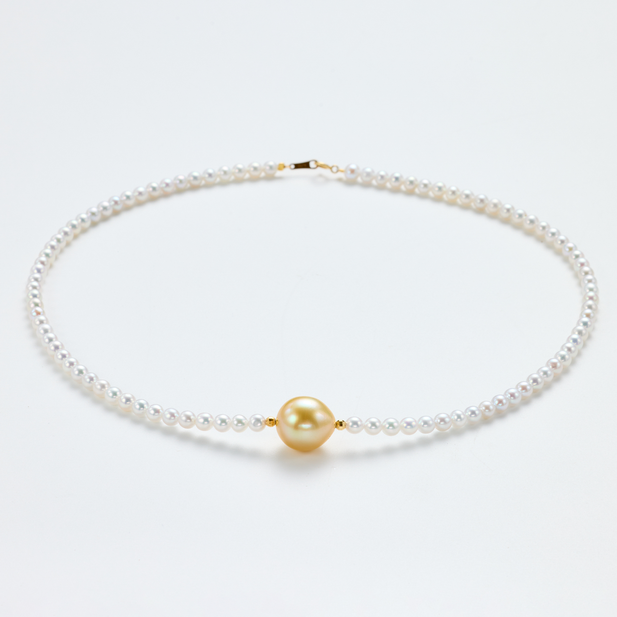 红桥市场 红桥珍珠 天然淡水珍珠小米链海水南洋金珠项链18K