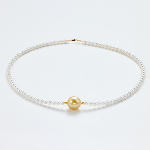 红桥市场 红桥珍珠 天然淡水珍珠小米链海水南洋金珠项链18K