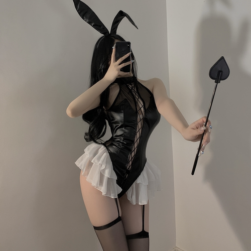 情趣露背兔女郎COS制服紧身绑带