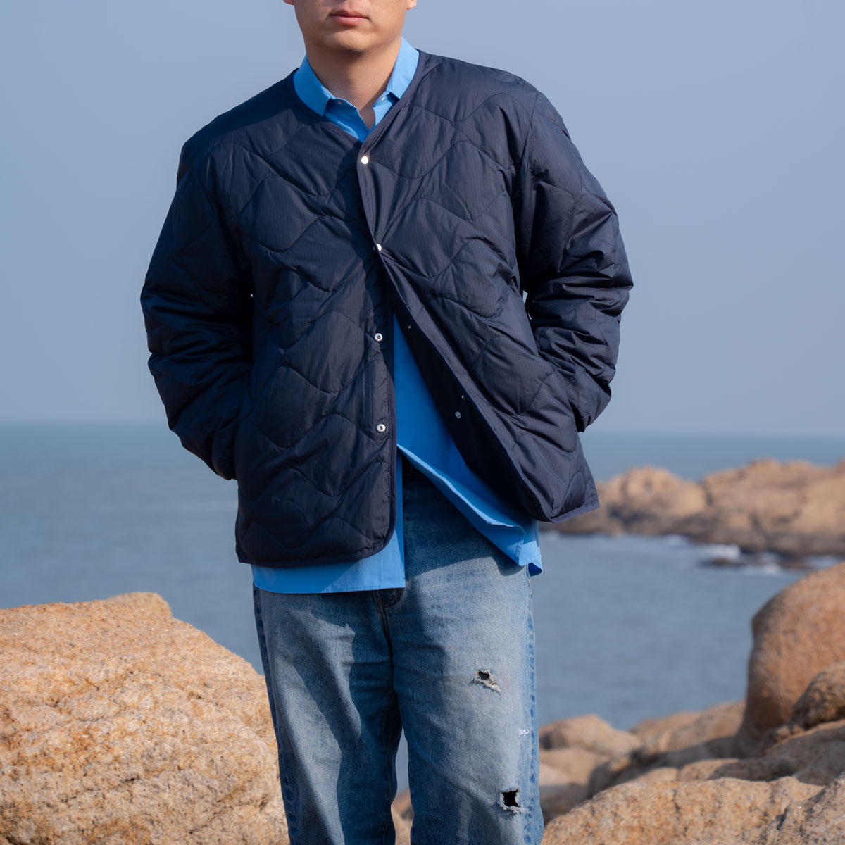 宽松双面穿羽绒夹克90白鸭绒