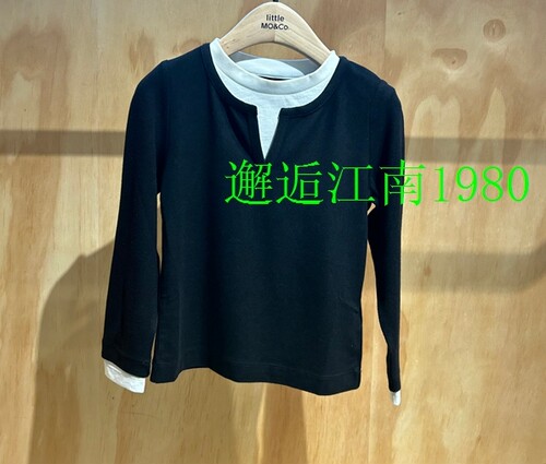 little moco童装25年秋女童假两件撞色长袖T恤上衣KBE3TOP008