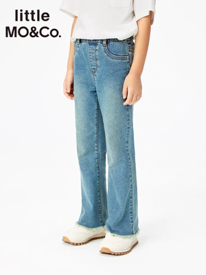little moco童装2025夏季薄款女童百搭微喇叭牛仔长裤 KBE2JENT01