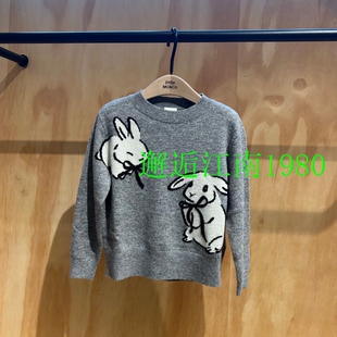 小moco专柜正品25年秋女童毛衣立体绣花针织衫KBE3SWT011