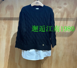 little moco童装25年秋女童拼接假两件毛衣连衣裙KBE3DRS015