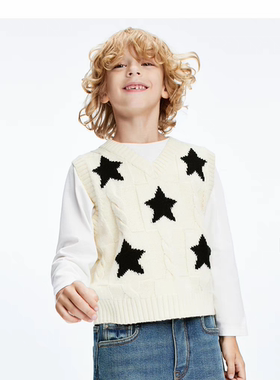 little moco童装24年冬装男女童五角星针织背心KBD4SWTT009