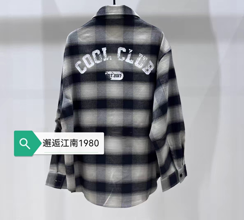 little moco专柜正品25秋男女童衬衣长袖格纹衬衫外套 KBE3SHT006