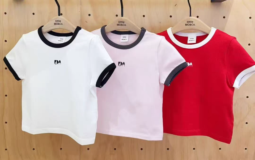 little moco专柜正品25年夏款女童修身短款亲子短袖T恤KBE2TEE024